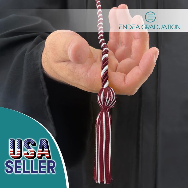 Endea Graduation Single Honor Cord Two-Color (Maroon/White) - Image 2